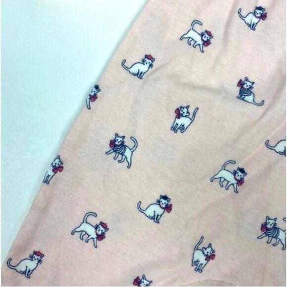 Janie and Jack Baby Girl Pink Cat Print Long Sleeve Romper With Navy Bow 3-6 Mon - Picture 6 of 7